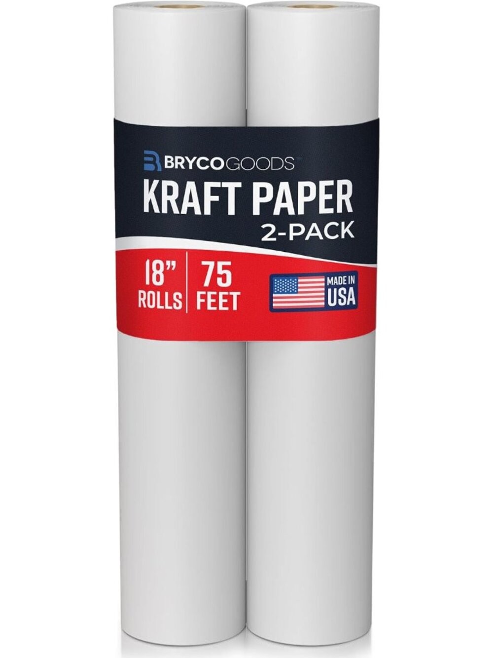 Kraft Paper Roll - 18” x 75’ 900” - Pack of 2 - White Easel Paper for Drawing, P
